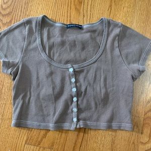 Brandy Melville Brown Cropped shirt with buttons